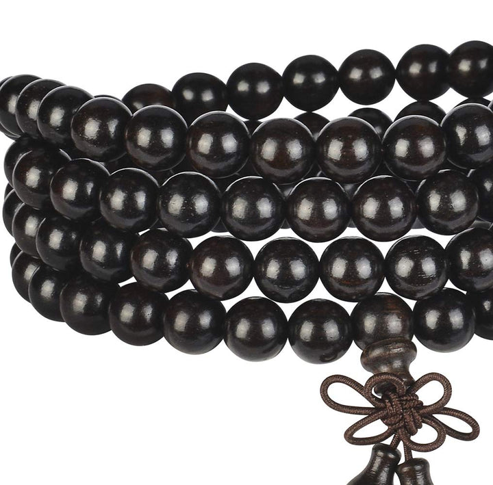 mala beads bracelet 108 8mm Beaded Necklace sandalwood elastic (Gourd - black sandalwood)