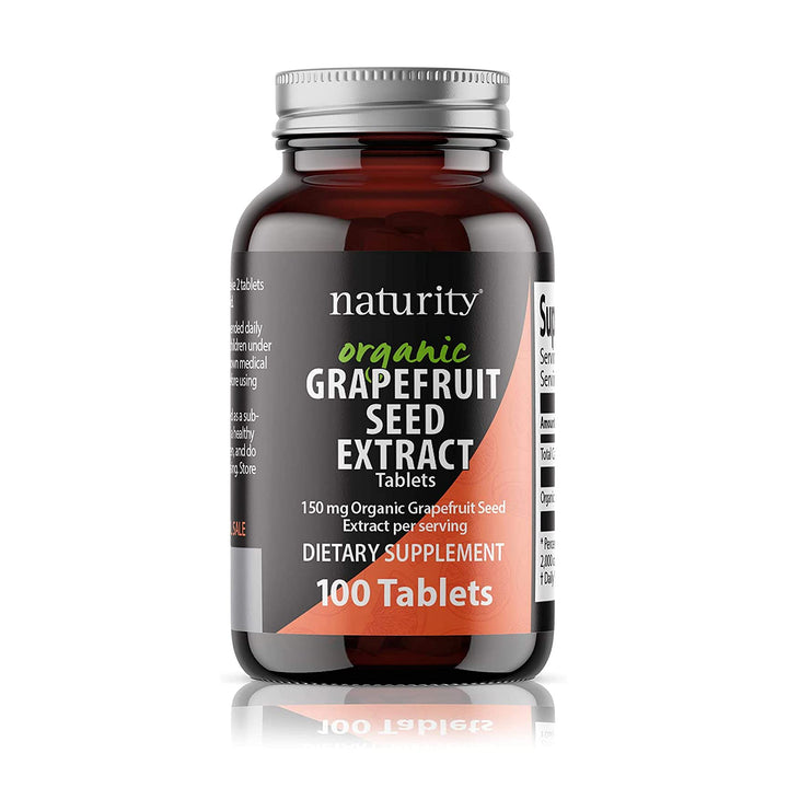 naturity Organic Grapefruit Seed Extract Tablets (150mg Organic Grapefruit Seed Extract Per Serving) - Non-GMO Grapefruit Supplement, 100 Tablets - 1 Pack