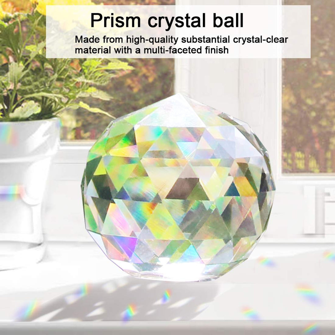 2 Pack Clear Crystal Ball Prism Window Rainbow Maker Window Prisms Suncatcher for Feng Shui, (80mm+60mm)