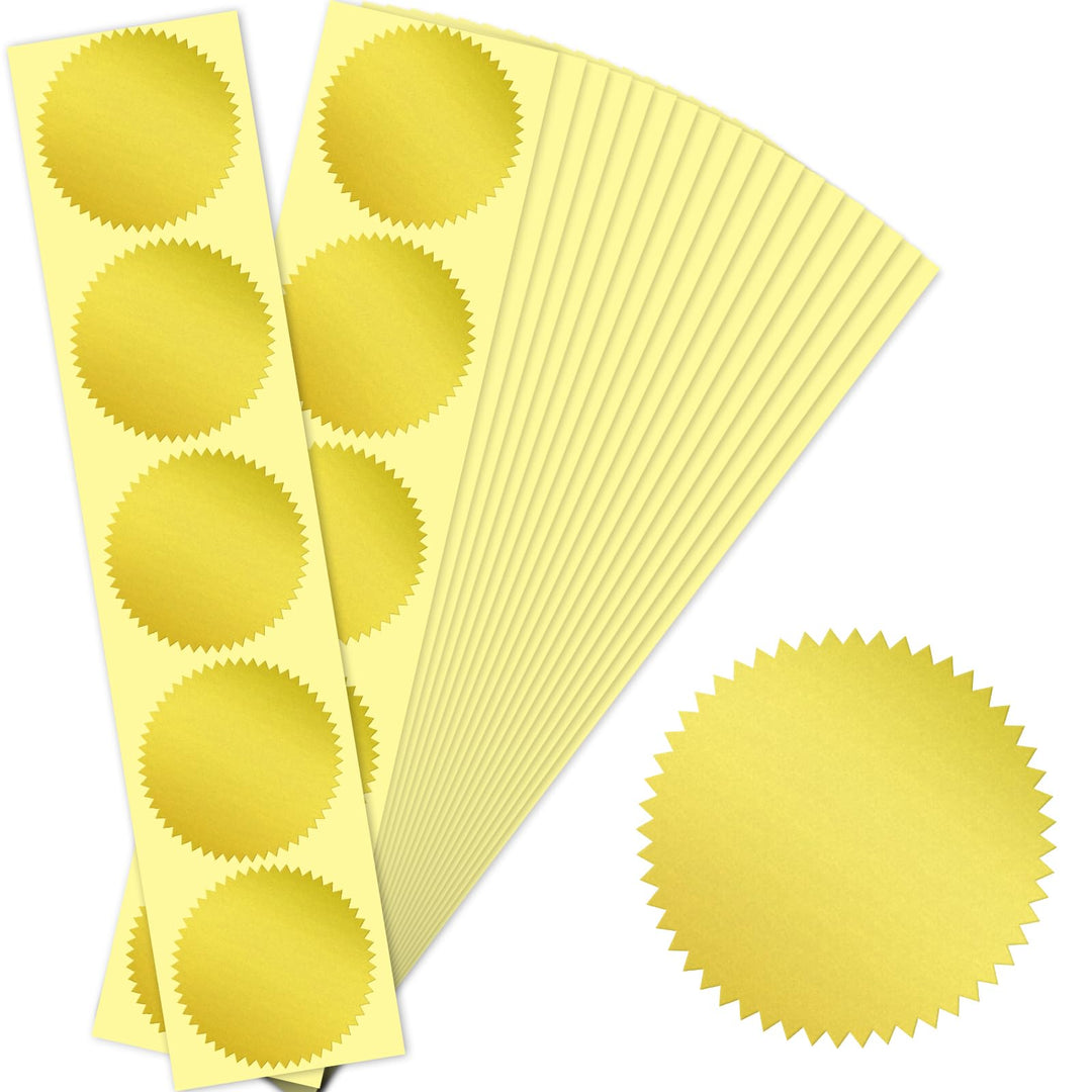 100pcs 1 3/4 Self-Adhesive Gold Embossed Foil Blank Certificate Sealing Stickers - Perfect for Invitations, Notary Seals, Corporate Seals, Personalized Monogram Emboss (Gold)