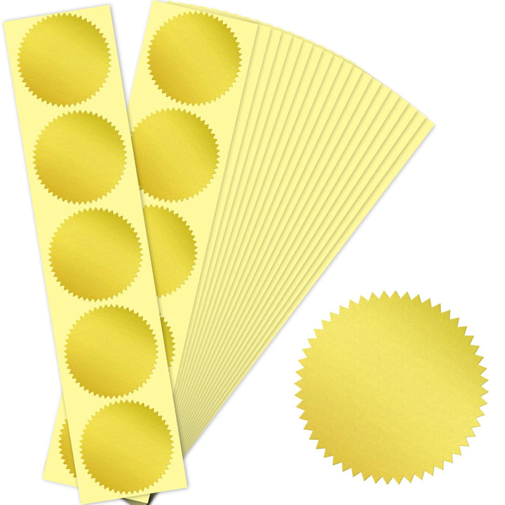100pcs 1 3/4 Self-Adhesive Gold Embossed Foil Blank Certificate Sealing Stickers - Perfect for Invitations, Notary Seals, Corporate Seals, Personalized Monogram Emboss (Gold)