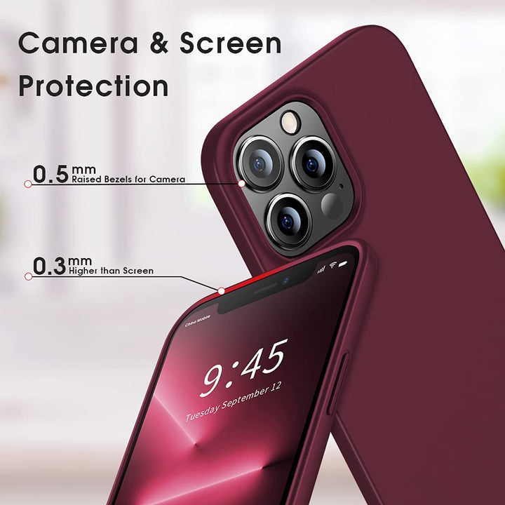 Compatible iPhone 13 Pro max Case Slim Fit Ultra-Thin [Guardian Series] Soft TPU Matte Finish Coating Phone Cases Lightweight Back Cover Grip for iPhone 13 Pro max 6.7 (2021)-Wine red