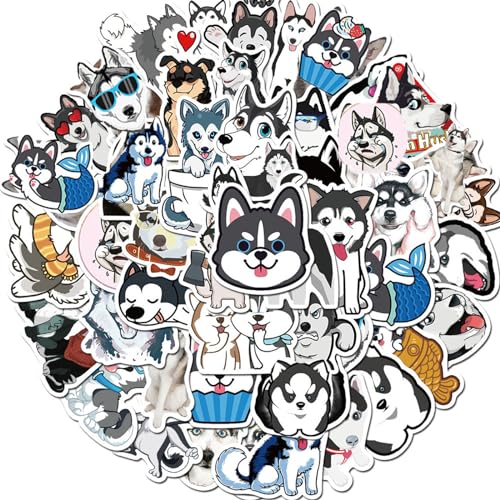 Cute Siberian Husky Dog Stickers (50 PCS) Funny Animal Stickers for Teens, Girls, Adults,Kids - Stickers for Waterbottles,Laptop,Phone,Hydro Flask - Waterproof Vinyl Sticker (Siberian Husky)