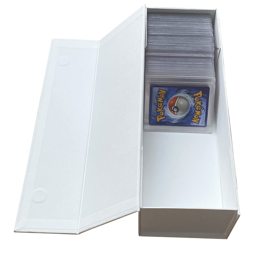 800-Count Trading Card Storage Box, Topload Hard Case Storage Box, Hobby Box for Game Card within Top loader - White Magnetic Box 1 PACK