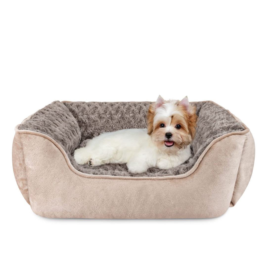 Rectangle Dog Bed for Large Medium Small Dogs Machine Washable Sleeping Sofa Non-Slip Bottom Breathable Soft Puppy Bed Durable Orthopedic Calming Pet Cuddler, Multiple Size, Beige