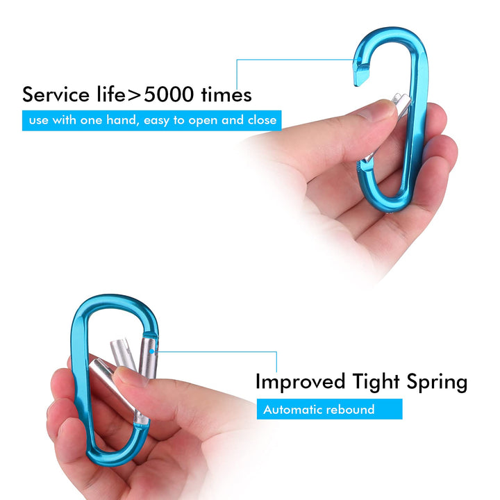 6PCS Carabiner Caribeaner Clip,3 Large Aluminum D Ring Shape Carabeaner Keychain Hook