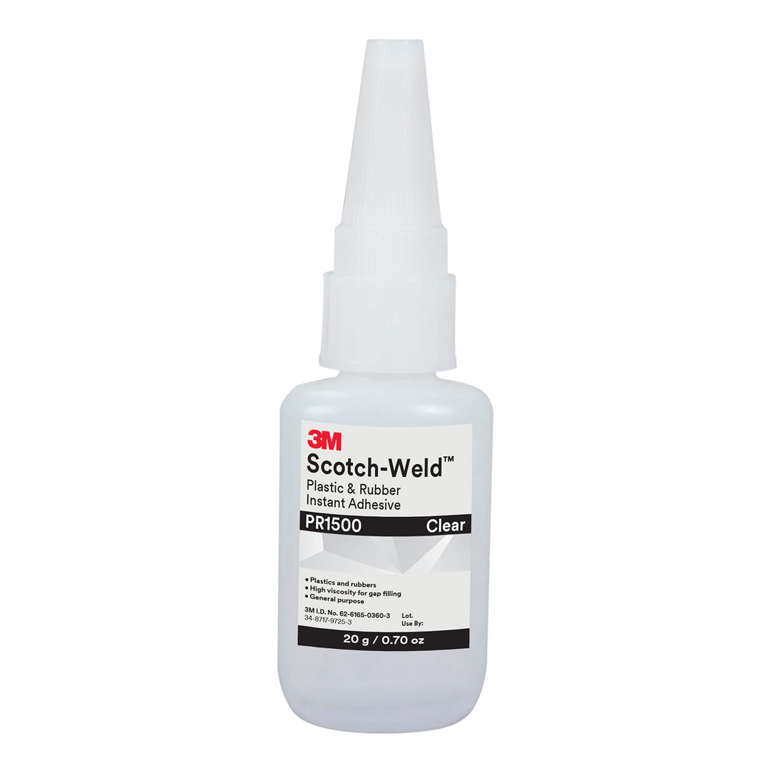 Scotch-Weld Plastic &amp; Rubber Instant Adhesive PR1500, Clear, 20 Gram Bottle