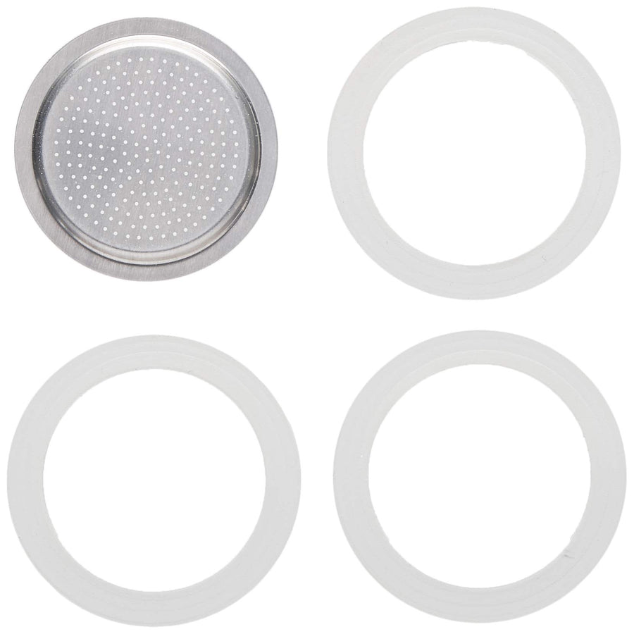 Packing 3 gaskets and 1 filter for aluminum coffee pot 