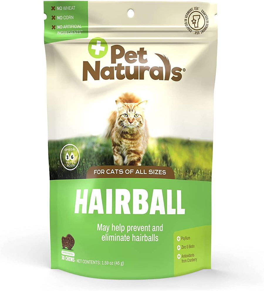 Hairball - 30 Chicken-Flavored Chews - Cat Supplements & Vitamins for Hairball Control and Digestive Support, Contains No Corn or Wheat
