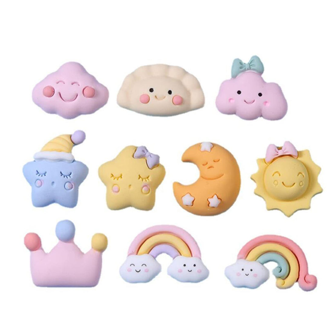 50 Piece Mix Moon Star Rainbow Slime Charms Set Candy Flatback Cabochons Making Resin Jewery Making Charms Embellishments Flatback Resin Charms for DIY Cell Phone Case Hair Clip Scrapbooking Craft
