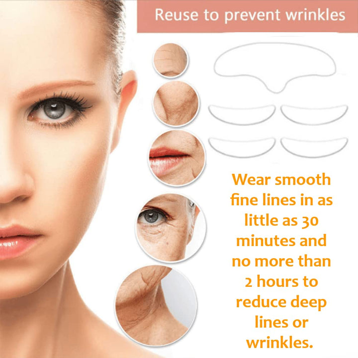 5Pcs Anti Wrinkle Silicone Patch, Various Shapes Reusable Washable Forehead Eye Face Anti Aging Patch for Prevent and Eliminate Wrinkles Fine Lines Skin Liftin