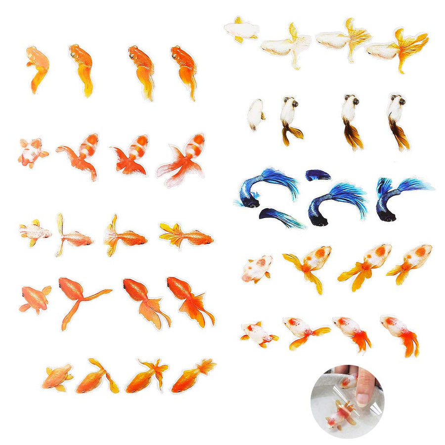 10 Sheets 3D Goldfish Koi Pond Clear Film Sticker Simulation Resin Decorative Sticker DIY Gold Fish Mold for Painting Jewelry Making - Big Fish