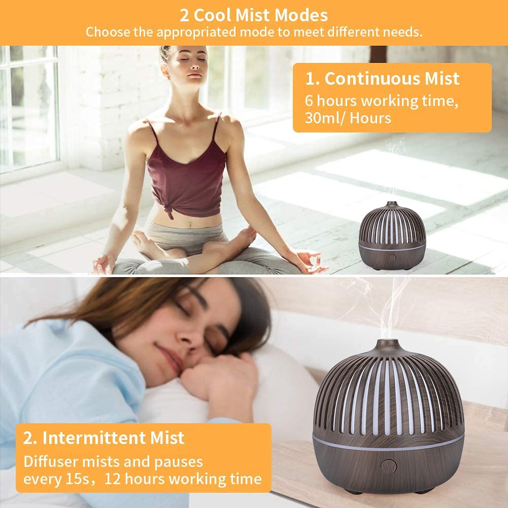 Cool Mist Humidifier 3-in -1 Essential Oil Diffuser 30 dB Quiet Humidifier Auto-off Humidifier Mini Humidifiers for Bedroom Baby Room Office, with 7 Color Night Light Function