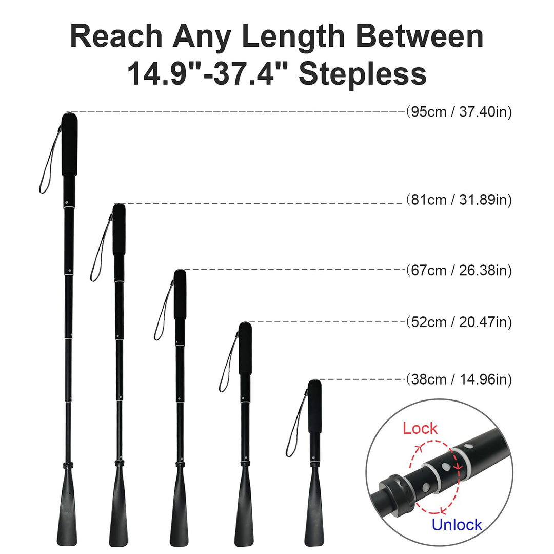 Shoe Horn Long Handle -15-37 Telescopic Metal Shoe Horn Adjustable Length, Aluminum Alloy, Portable Long Handled Shoe Horn, Shoe Horn Long Handle For Seniors Men Women Kids
