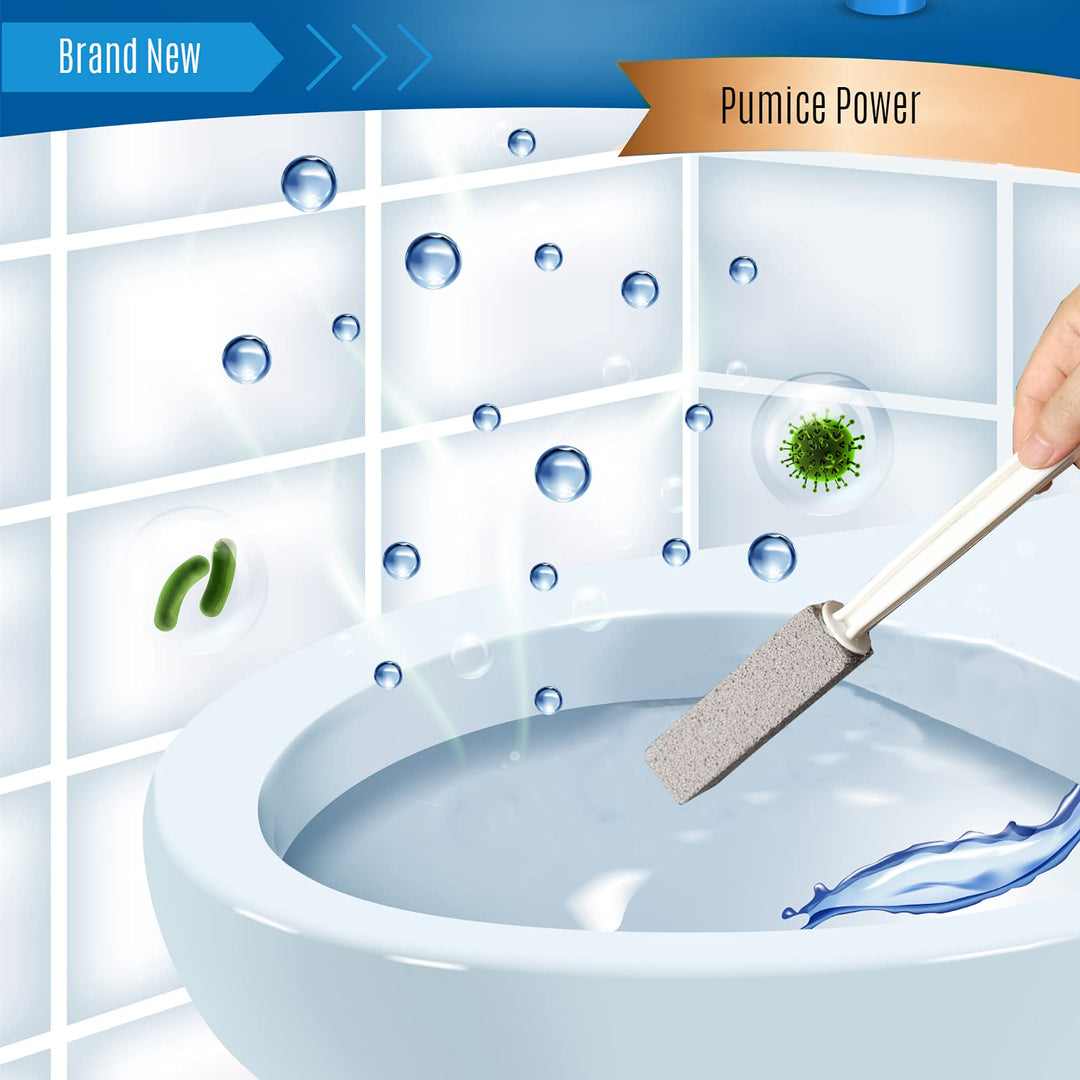 Pumice Stone Brush Toilet Bowl Cleaner with Extra Long Handle, Pumice Stone Toilet Cleaning - Fit for Cleans Limescale, Hard Water Rings, Tiles, Iron and Rust, Household Cleaning,2 Pack