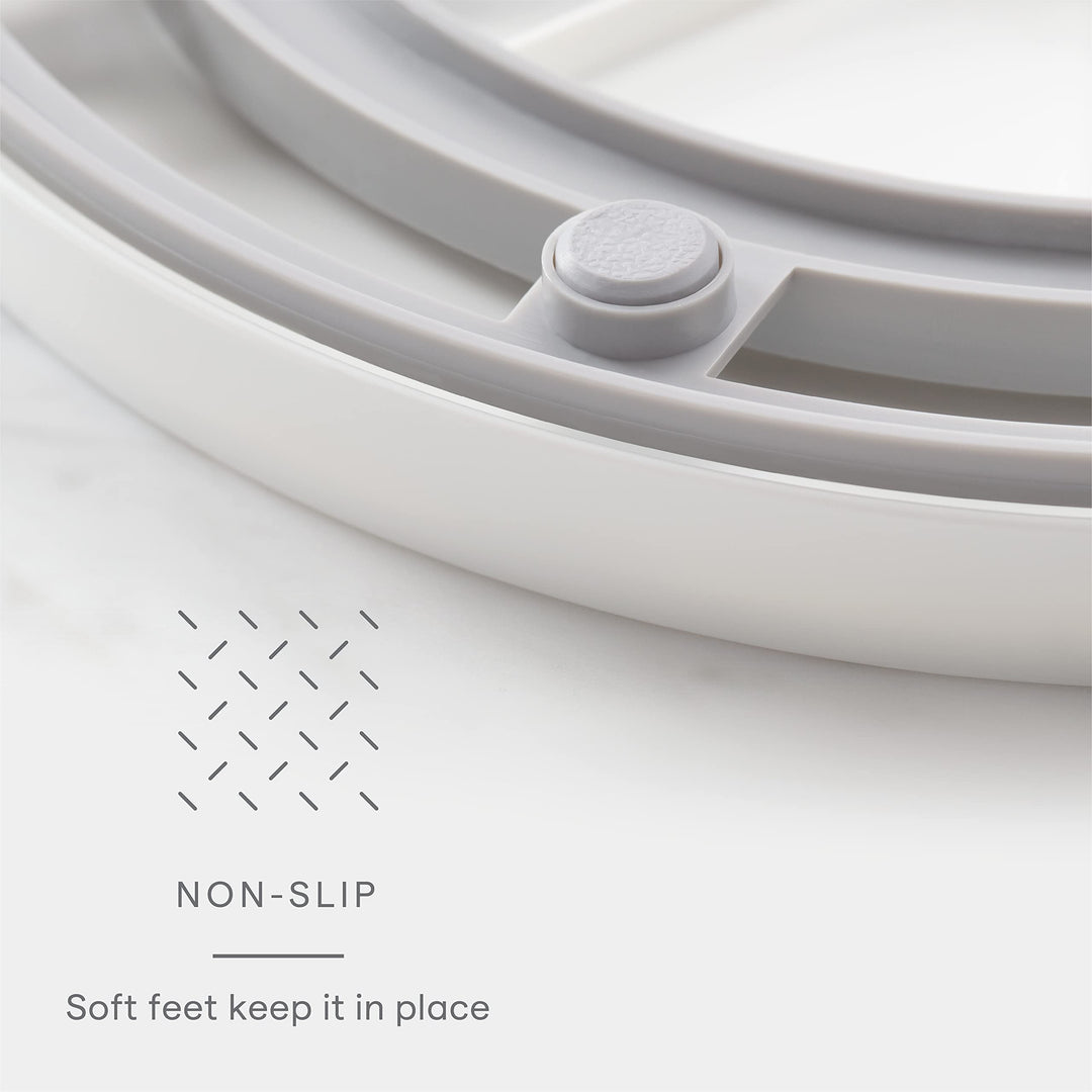 Crazy Susan Lazy Susan Organizer, 3 BPA-Free Removable Clear Bins with Handles, Rotating Storage Turntable for Kitchen Cabinet, Pantry and Bathroom Organization