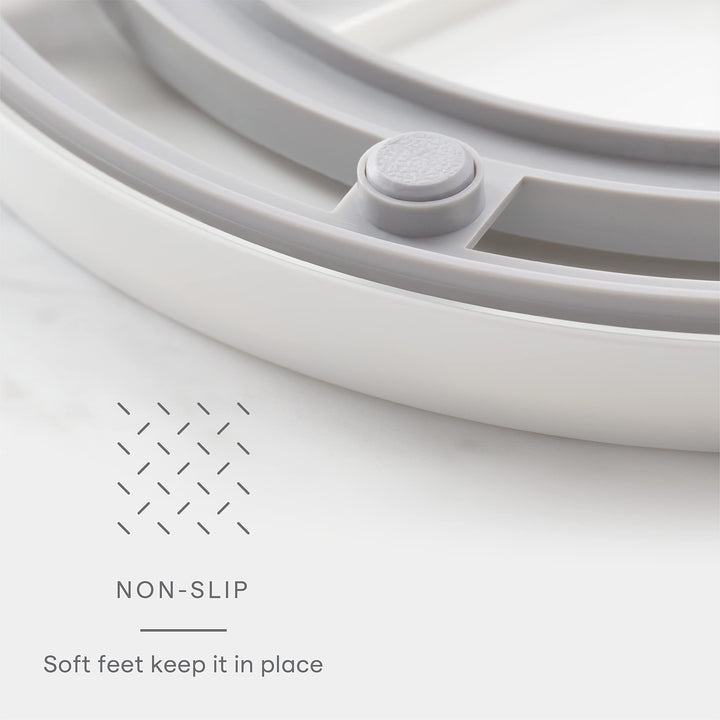 Crazy Susan Lazy Susan Organizer, 3 BPA-Free Removable Clear Bins with Handles, Rotating Storage Turntable for Kitchen Cabinet, Pantry and Bathroom Organization