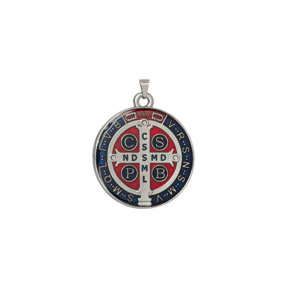 Saint Benedict Color Medal (Silver - Large 1-1/4 Inches)