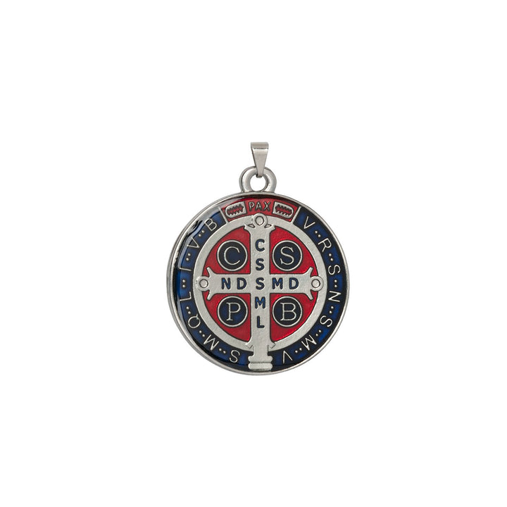 Saint Benedict Color Medal (Silver - Large 1-1/4 Inches)