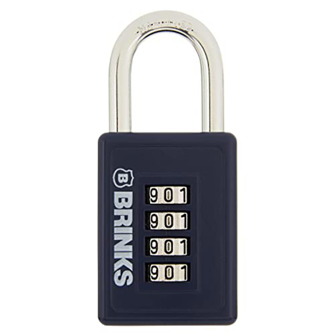 - 40mm 4-Dial Resettable Sports Padlock - Zinc Die-Cast Body with Chrome Plated Shackle, Navy