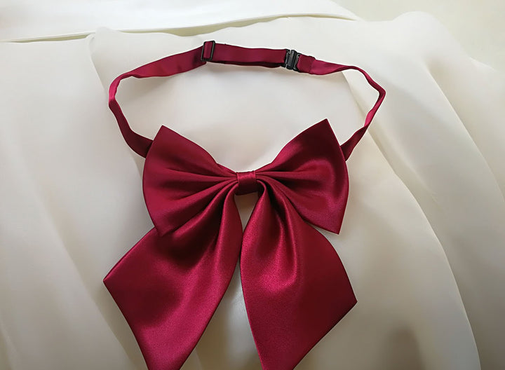 Student bowknot adjustable neck bow ties for women (Burgundy)