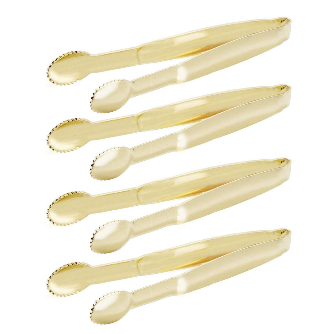 Mini Serving Tongs 5 Inches Appetizer Tongs, Set of 4 (Gold)