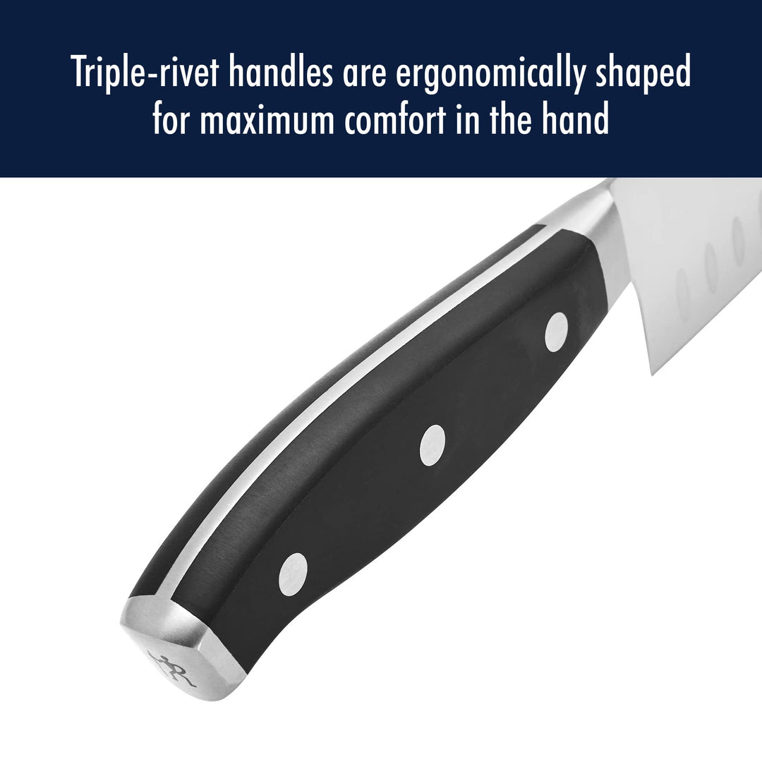 Henckels Forged Premio Hollow Edge Santoku Knife, 7-inch, Black/Stainless Steel