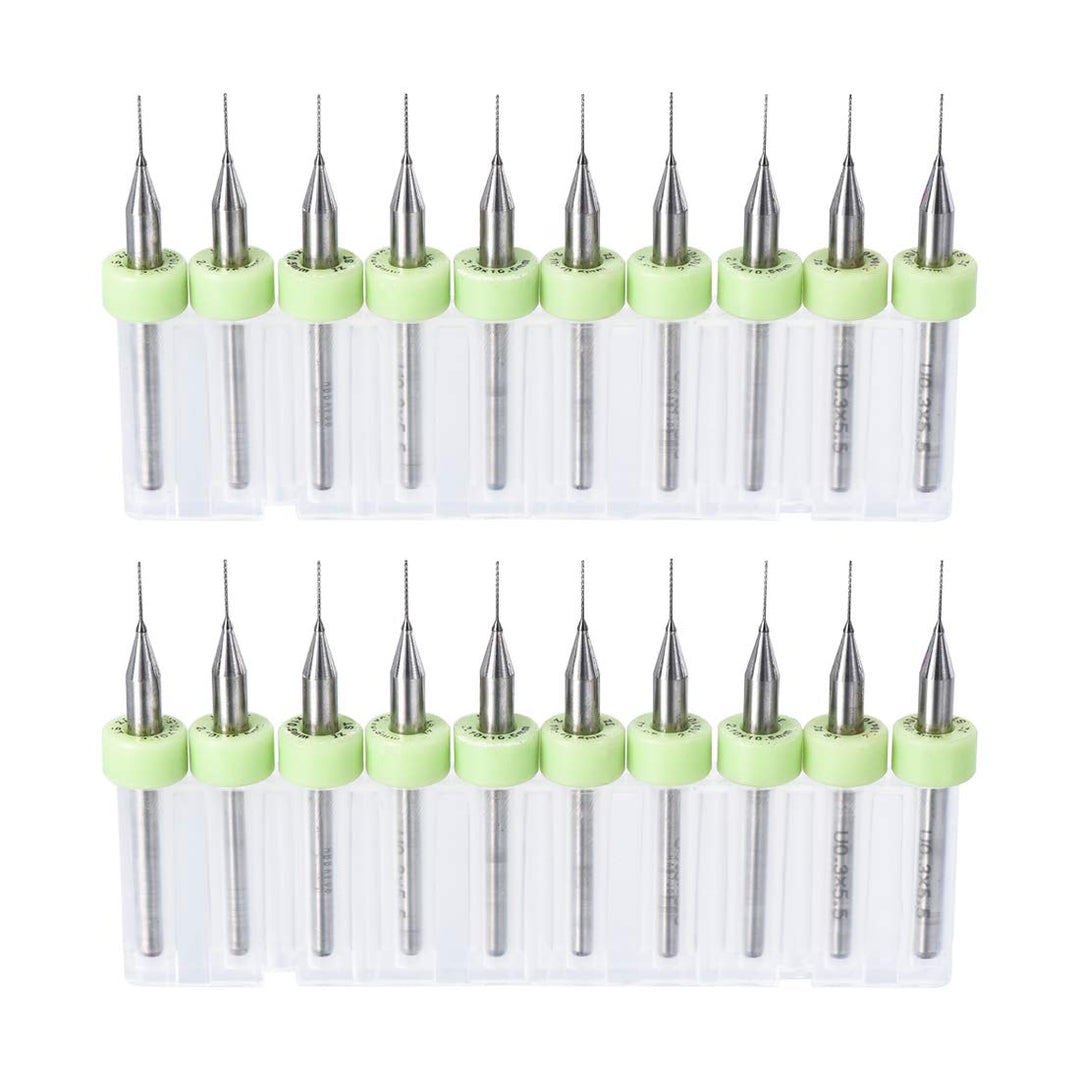 PCB Drill Bits 0.3mm Tungsten Carbide Rotary Tool Jewelry CNC Engraving Print Circuit Board Micro Drill Bits 1/8 Inch Shank 2 Set (20 Pcs)