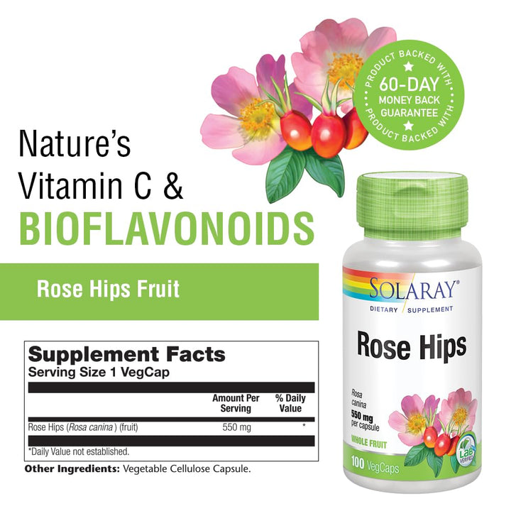SOLARAY Rose HIPS Fruit 550mg | Healthy Skin, Joints &a