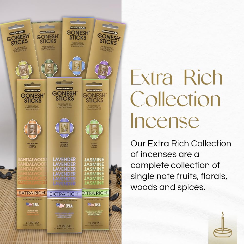 - Extra Rich Scented Incense Sticks - Non-Toxic 10” Slow Burn Aromatic Sticks - Sandalwood - 20 Sticks - 4 Pack