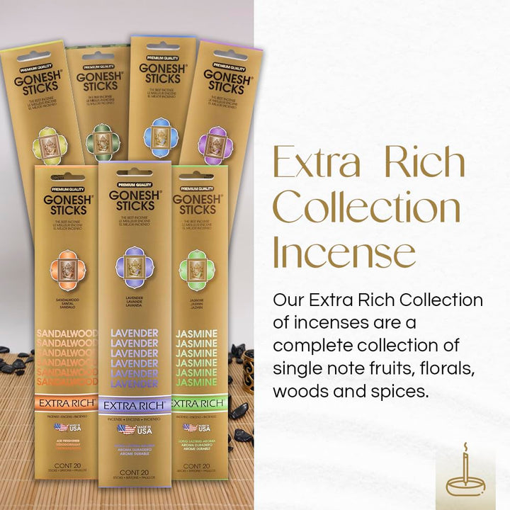 - Extra Rich Scented Incense Sticks - Non-Toxic 10” Slow Burn Aromatic Sticks - Sandalwood - 20 Sticks - 4 Pack