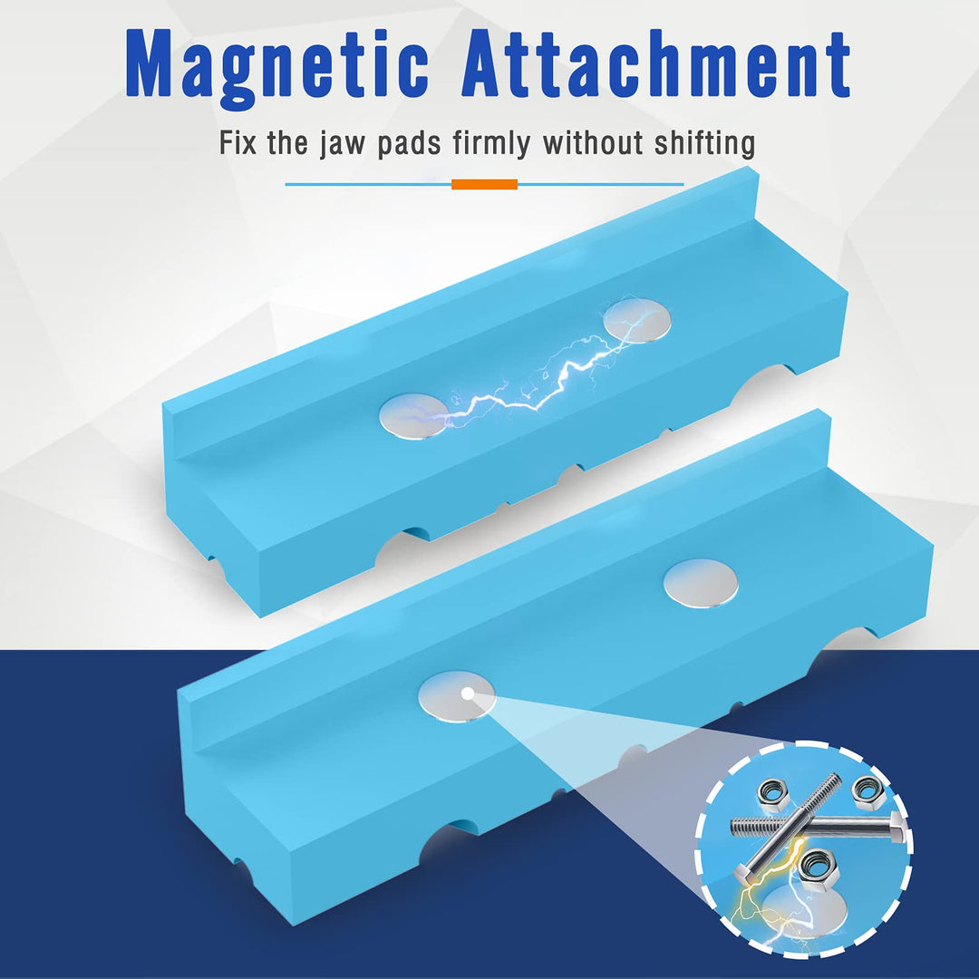 5 Inch Magnetic Vise Jaw Pads Covers, 1 Pair Retention Vice Jaw Pads Universal Jaw Covers with Multiple Angle Grooves Design, Vice Soft Jaws for Woodworking, Jewelry Making, Plumbing