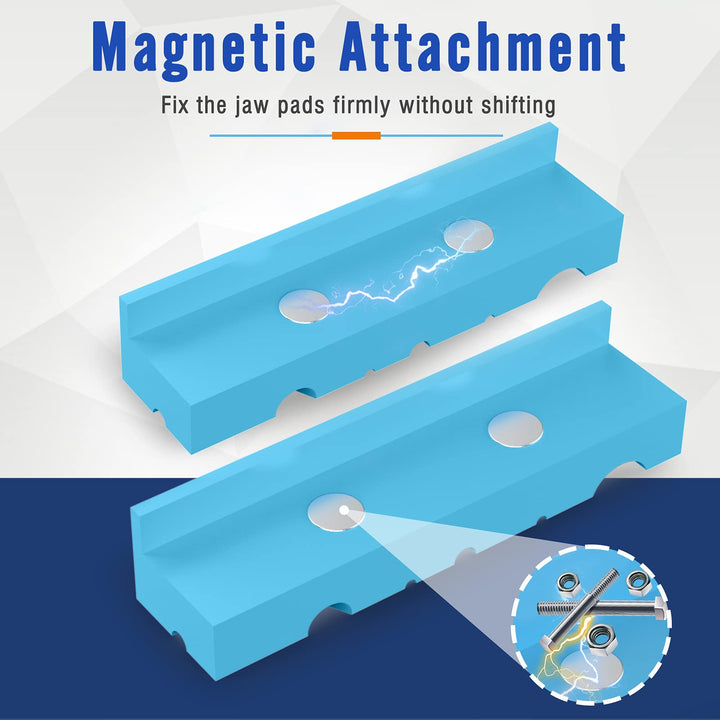 5 Inch Magnetic Vise Jaw Pads Covers, 1 Pair Retention Vice Jaw Pads Universal Jaw Covers with Multiple Angle Grooves Design, Vice Soft Jaws for Woodworking, Jewelry Making, Plumbing