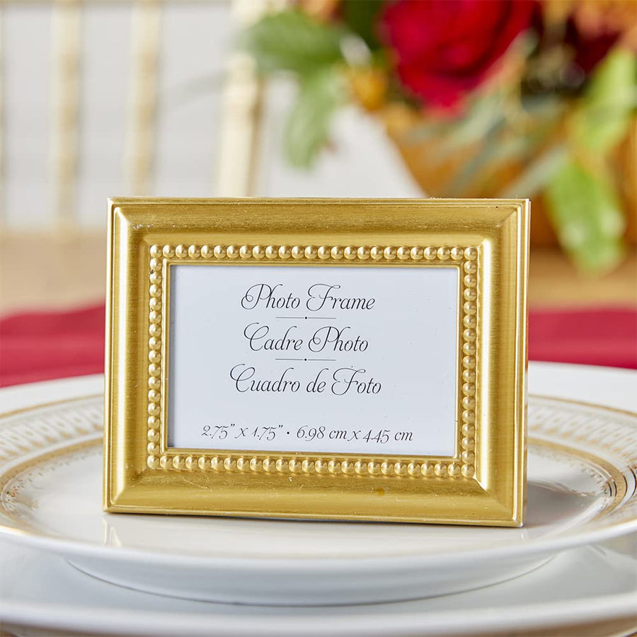 Beaded Mini Gold Picture Frames/Place Card Holder, Wedding Decor, Wedding Favors, Tabletop Photo Holder (Set of 6)
