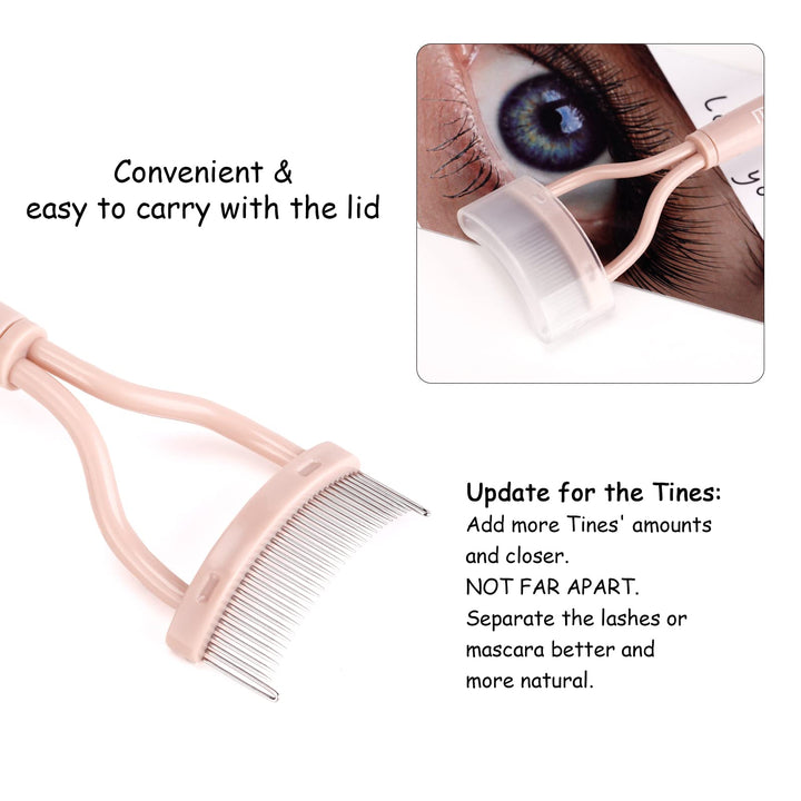 Eyelash Separator Eyelash Comb Lash Separator Tool Mascara Brush Eyelash Brush Separator Mascara Comb Arc Designed Mascara Applicator With Cover Naked Pink (1PCS)