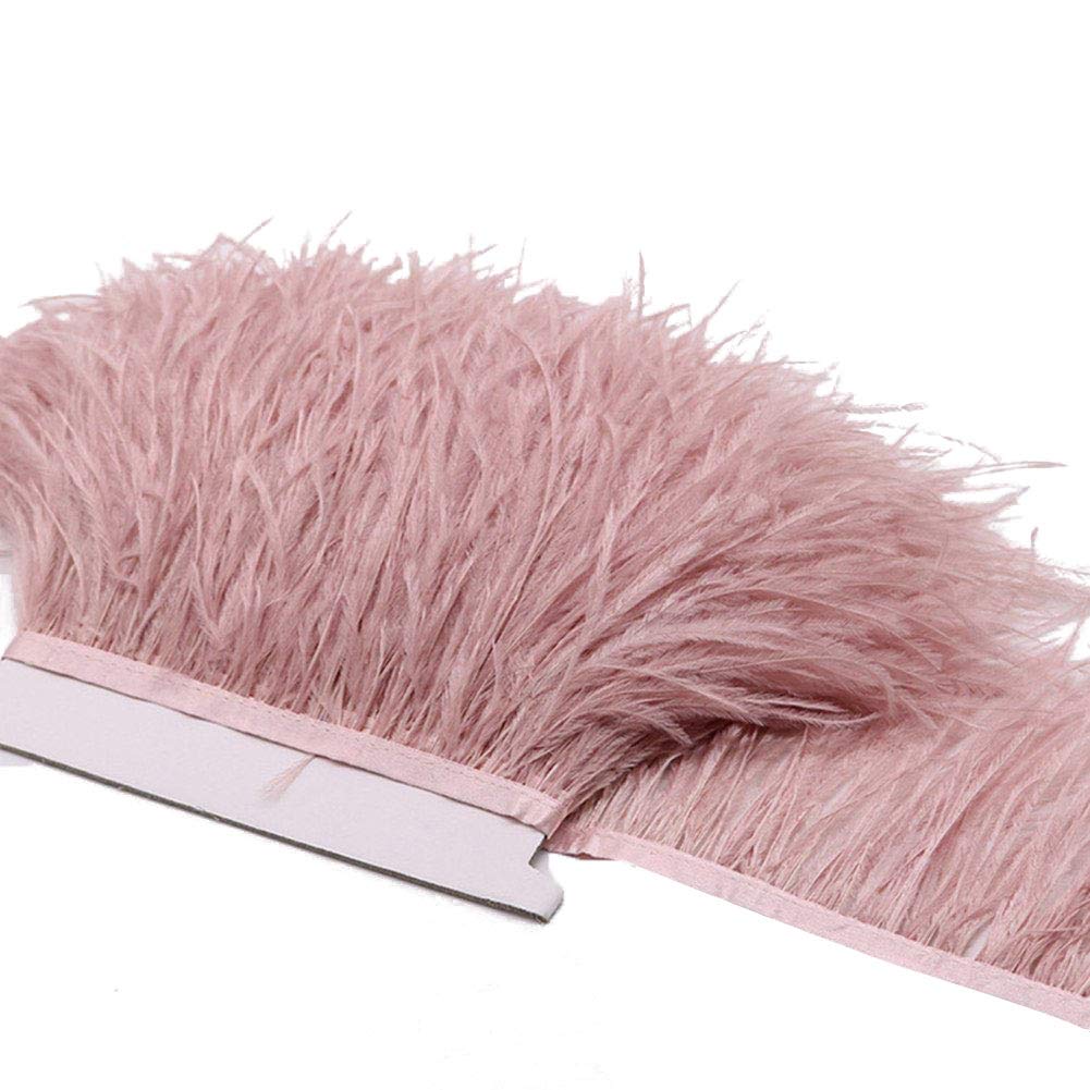 2 Yards Natural &amp; Soft Ostrich Feathers Fringe Trims Ribbon - Used for Dress, Sewing Decoration, Craft Clothing, Boots, Wedding Decoration, DIY, Etc (mistyrose)