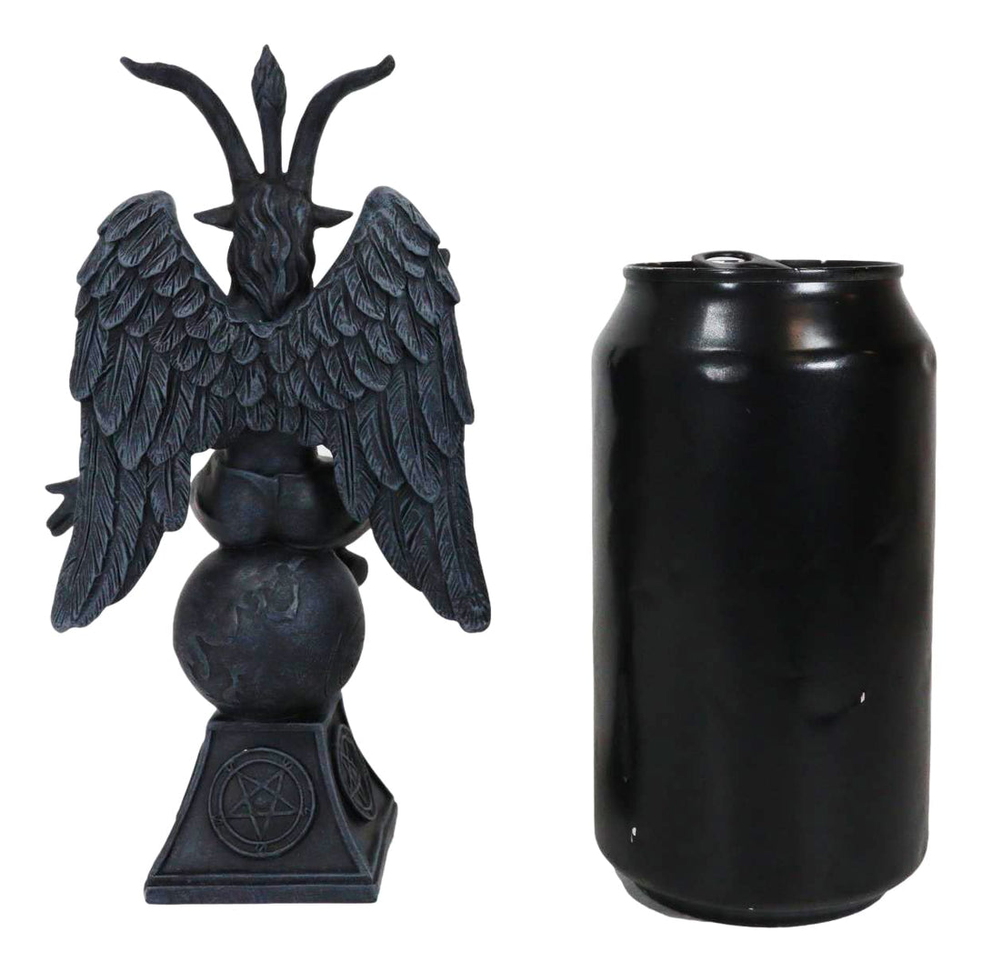 Sabbatic Goat Idol Baphomet Resin Statue Occultic Illuminati The Horned God Goat of Mendes Altar Sculpture Figurine (6.5 Tall Faux Stone Grey)