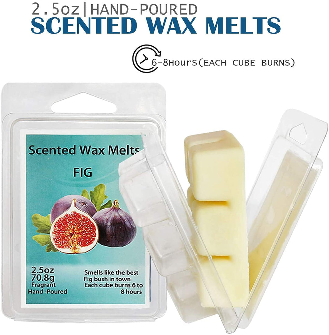 Wax Melts Air Freshener - Highly Scented Luxury Wax Cubes Gift Set - 8 Fragrances X 6 Cubes - Smells Great - Lemon, Fig, Lavender, Spring Fresh,Rose ,Jasmine,Vanilla,Bergamot (One Pack)