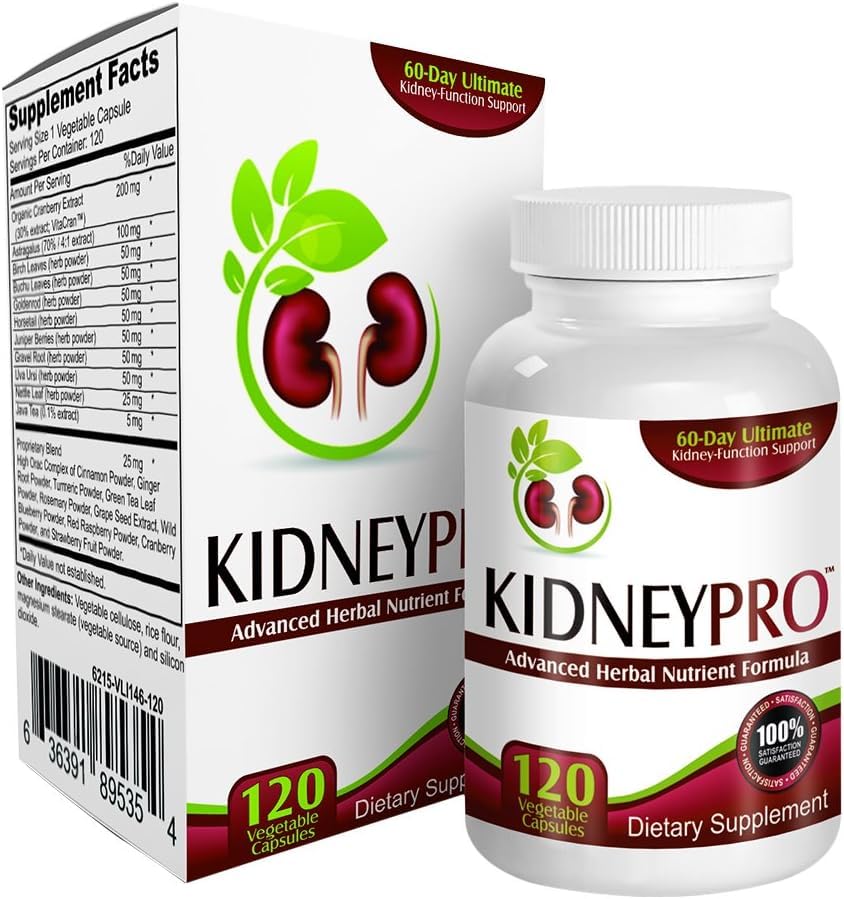 Kidney-Pro: with 21 Kidney Health Supplements in 1 Formula (Total Kidney Support),120 capsules.