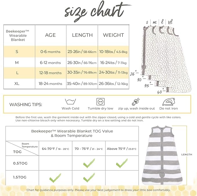 Burt&#39;s Bees Baby Unisex Beekeeper Blanket, 100% Organic Cotton, Swaddle Transition Sleeping Bag Wearable, Rugby Stripe Heather Grey, Medium US