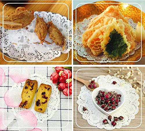 WOIWO 100 Pieces White Lace Doilies Paper,Round Paper D