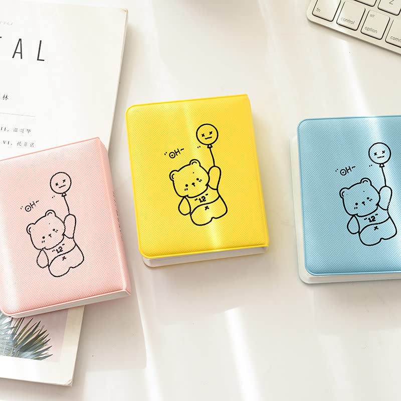 3 Inch Photocard Binder Kpop Album Kpop Photocard Holder Book Hollow Mini Photo Album with 36 Pockets (Purple Bear)