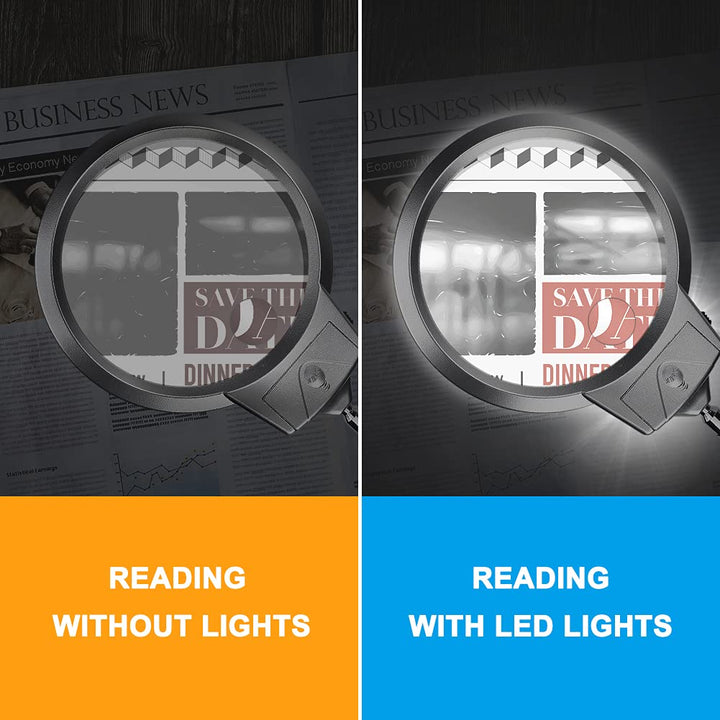 Magnifying Lamp, 10X 5X Desktop Magnifying Glasses with Light and Stand Hands Free Led Magnifying Glass 360° Flexible Magnifier Lamp for Crafts, Reading, Studying,Sewing, Repairing, Hobbies