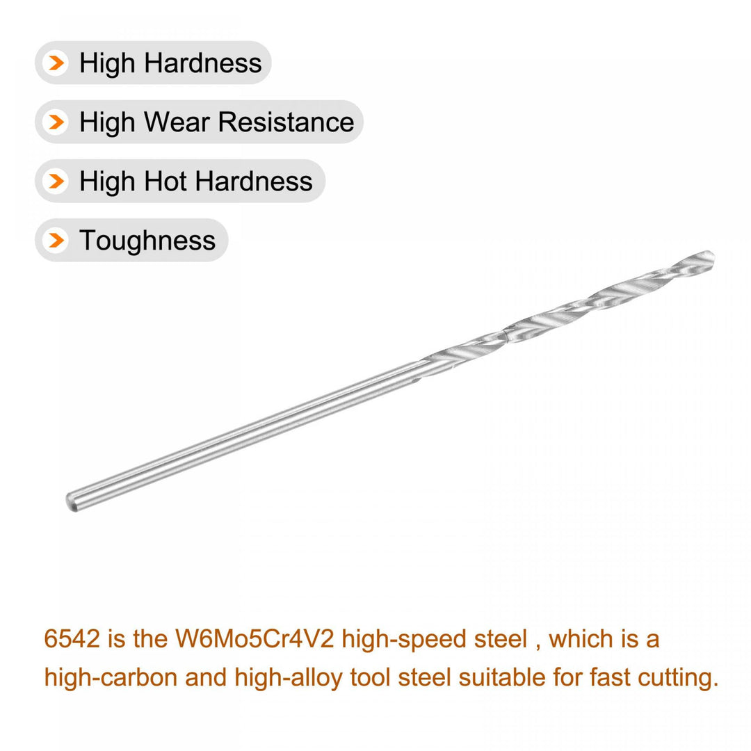 10 Pcs 1.45mm HSS(High Speed Steel) W6542 Micro Drill Bits, Fully Ground Jobber 48mm Length Drill Bit for Mild Steel Copper Aluminum
