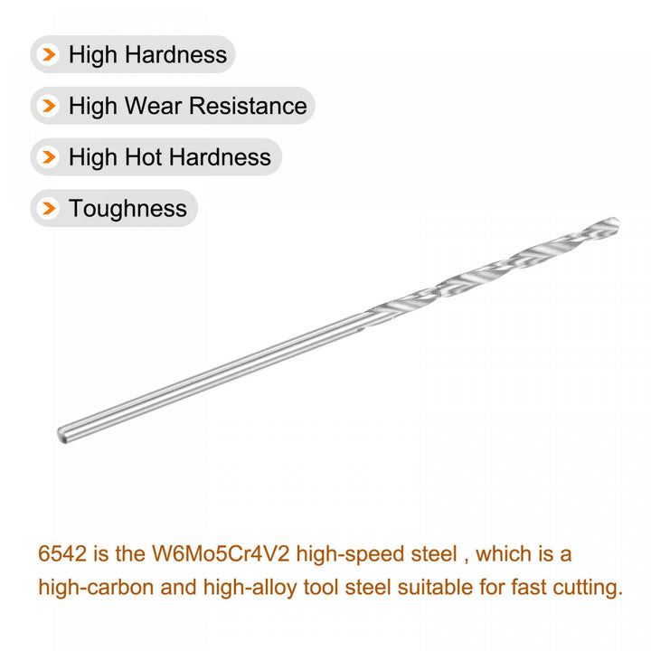 10 Pcs 1.45mm HSS(High Speed Steel) W6542 Micro Drill Bits, Fully Ground Jobber 48mm Length Drill Bit for Mild Steel Copper Aluminum