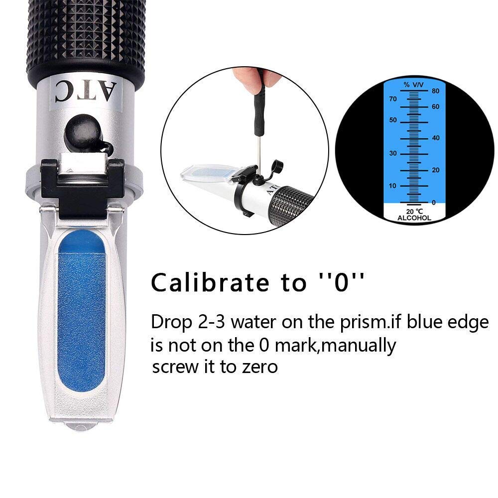 Spirit Alcohol Content Meter Measure/Wine Grape Check Refractometer/Liquor Homemade Brewing Level Check Tester/ 0 to 80% V/V Resolution with 1 Percentage Scale Hydrometer (refractometers-1)