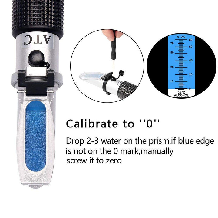 Spirit Alcohol Content Meter Measure/Wine Grape Check Refractometer/Liquor Homemade Brewing Level Check Tester/ 0 to 80% V/V Resolution with 1 Percentage Scale Hydrometer (refractometers-1)