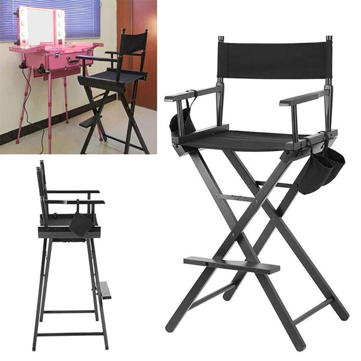 5 in 1 Accessories Set for Makeup Artist Chair, (not including Chair) Black Chair Replacement Cover Canvas, 2 Portable Side Storage Bags and Hanging Mesh Bag, Black