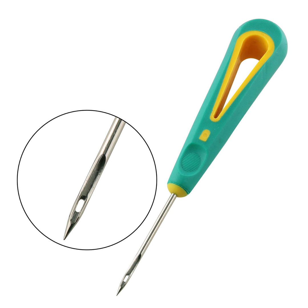 Steel Sticher Sewing Awl Shoes Repair Sewing Crochet Hook Needle Tool with Rubber Straight Head/Hook Head/Medium Hole Awl