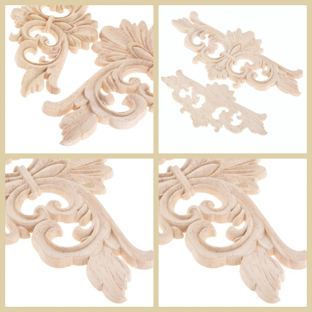 Wood Appliques Decorative Center Carved Onlays, Unpaint